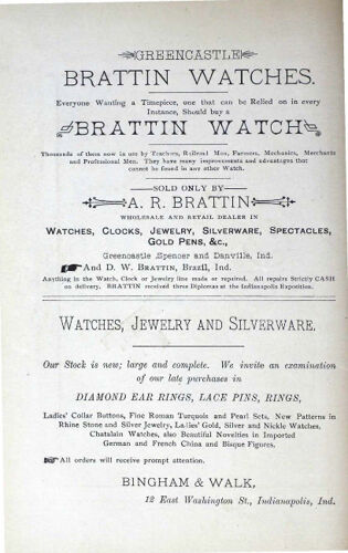 A.R. Brattin Watch Advertisement, March 1883 (image)